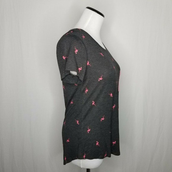 Self Esteem Charcoal Gray Tee Flamingo Pocket Top - Picture 4 of 8